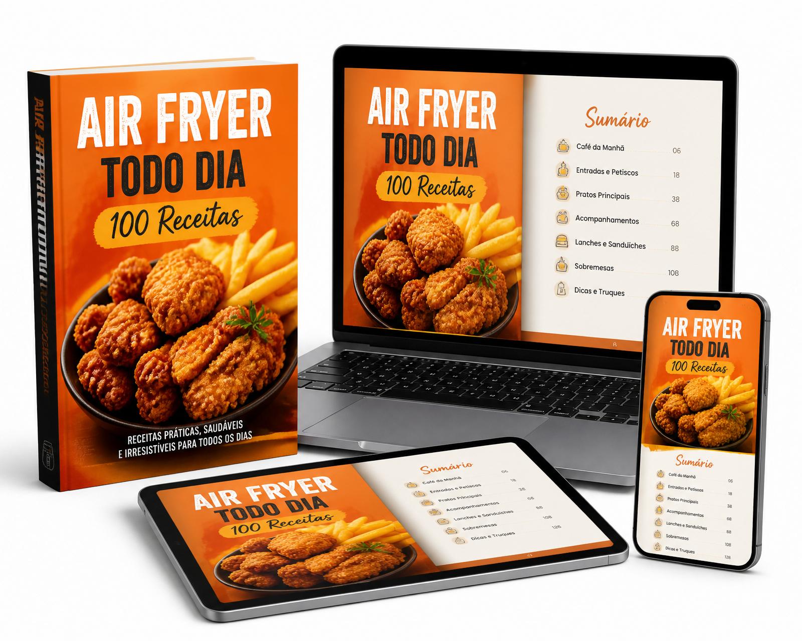 Ebook Air Fryer Todo Dia disponível em livro, notebook, tablet e celular